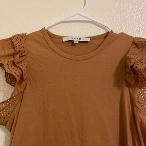 Joe's Jeans Tan Eyelet Ruffle Sleeve Blouse